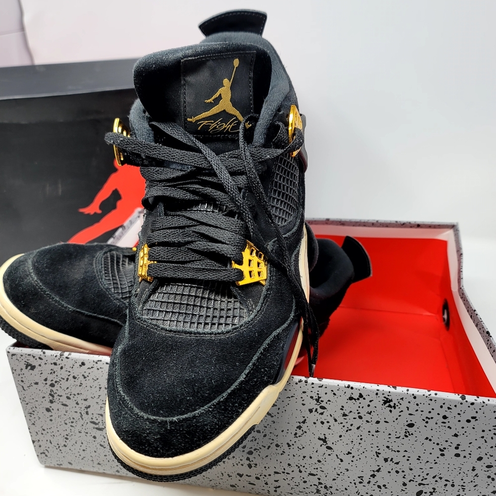 Nike Air Jordan 4 Retro Royalty Size 11 Black Metallic Gold 308497 032